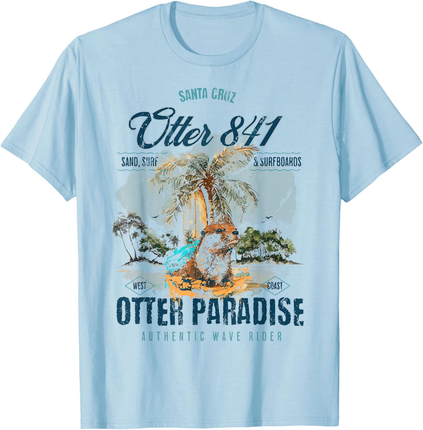 Otter 841 Surfing Otter 841 California Surf Board Otter 841 T-Shirt - T-Shirt | Light Blue