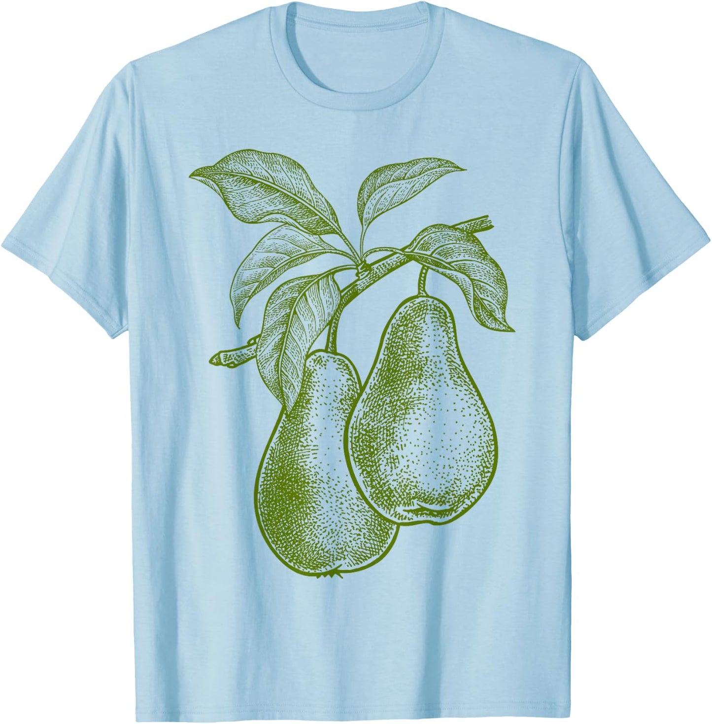 Big Fruit Mono Farblinie Birne Pear Green Fruit Retro Vintage Line Graphic - Pear T-Shirt - T-Shirt | Light Blue