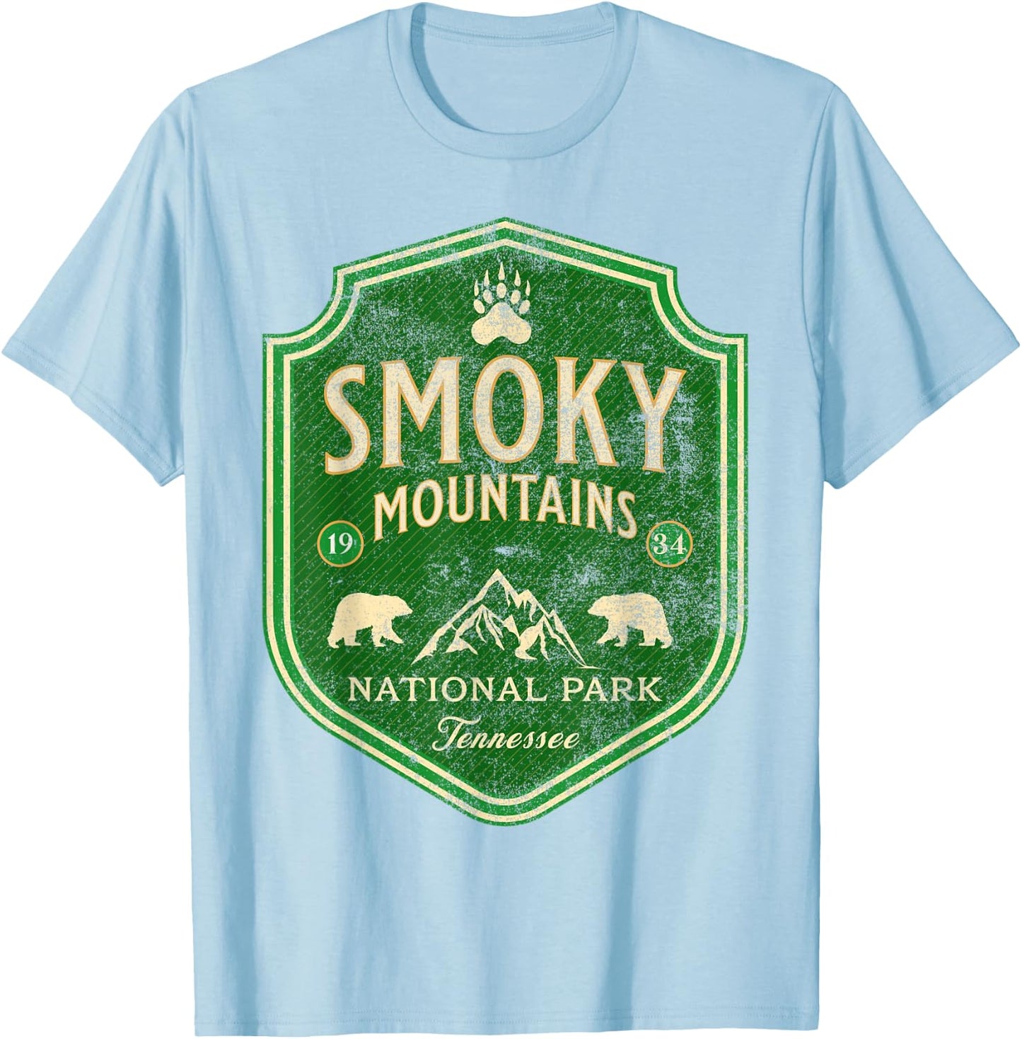Great Smoky Mountains Nature Hiking Bear Outdoors Mountain T-Shirt - T-Shirt | Light Blue