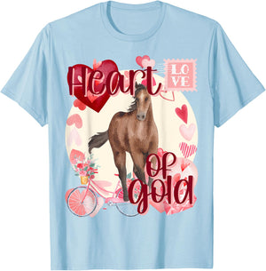 Valentine Horse Simply Watercolor Southern Colors Comfort T-Shirt - T-Shirt | Light Blue
