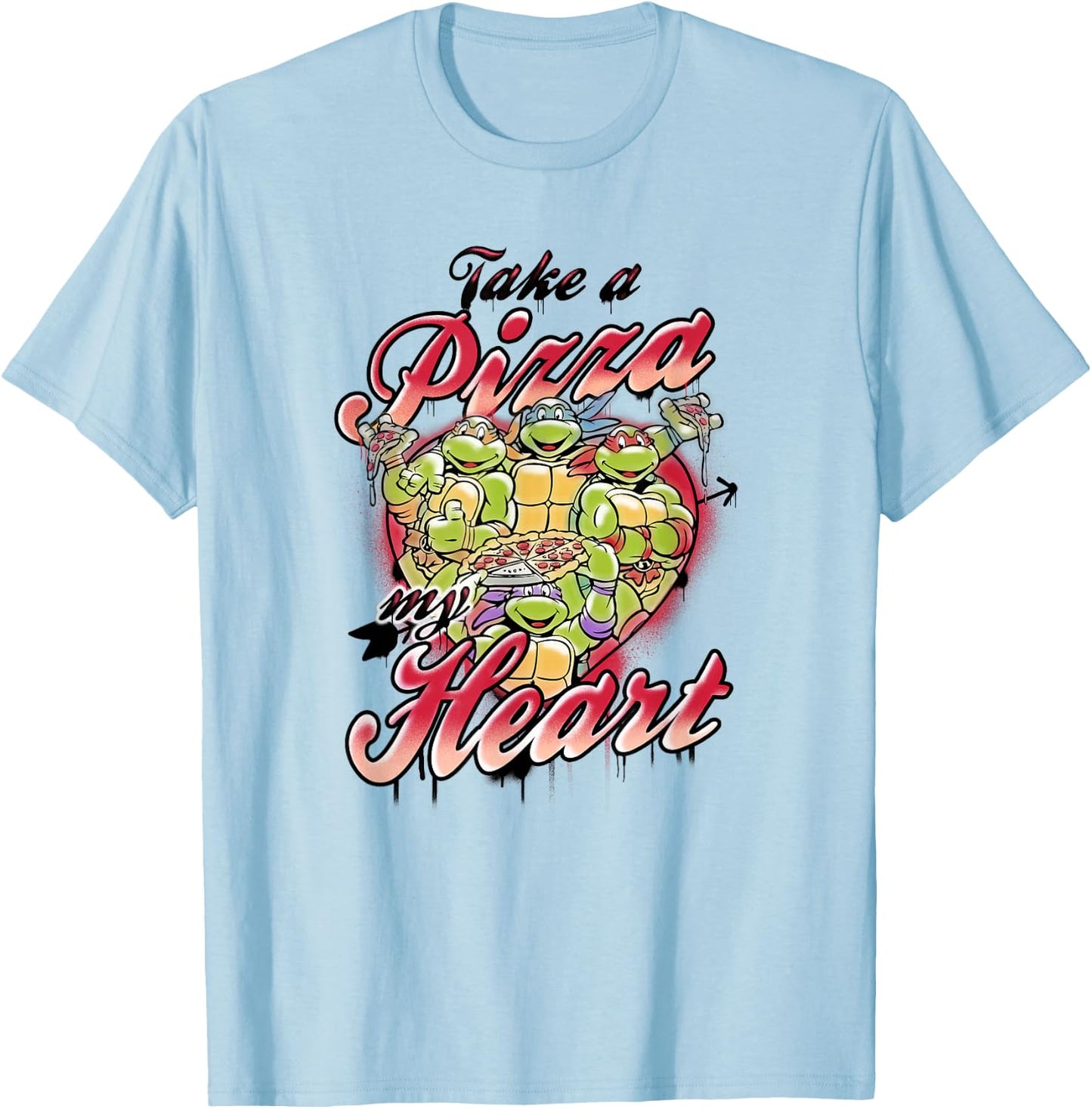 Teenage Mutant Ninja Turtles Valentine's Day Pizza Heart T-Shirt - T-Shirt | Light Blue