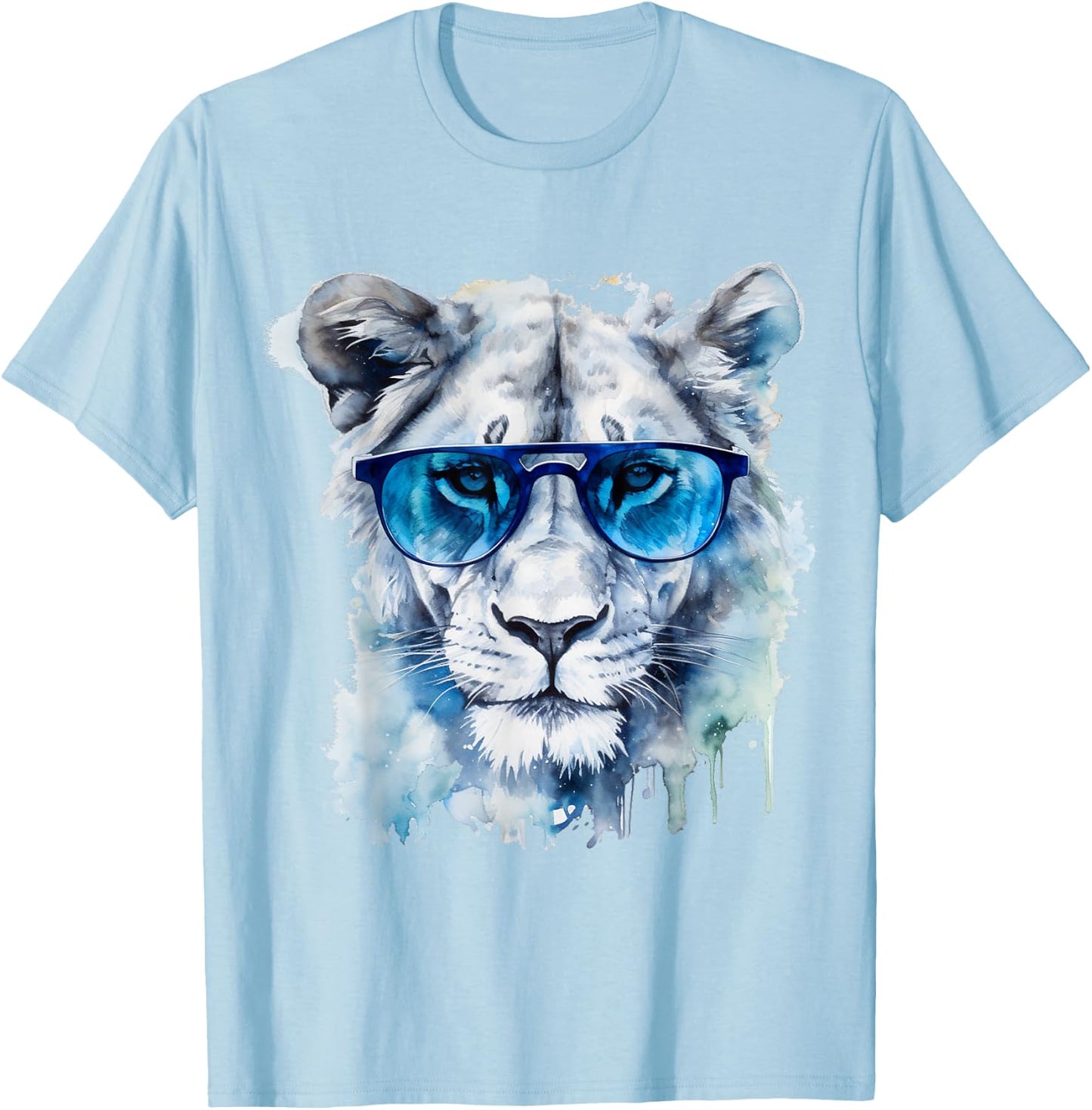 White Lion Artwork - Animal Sunglasses Art Lion T-Shirt - T-Shirt | Light Blue