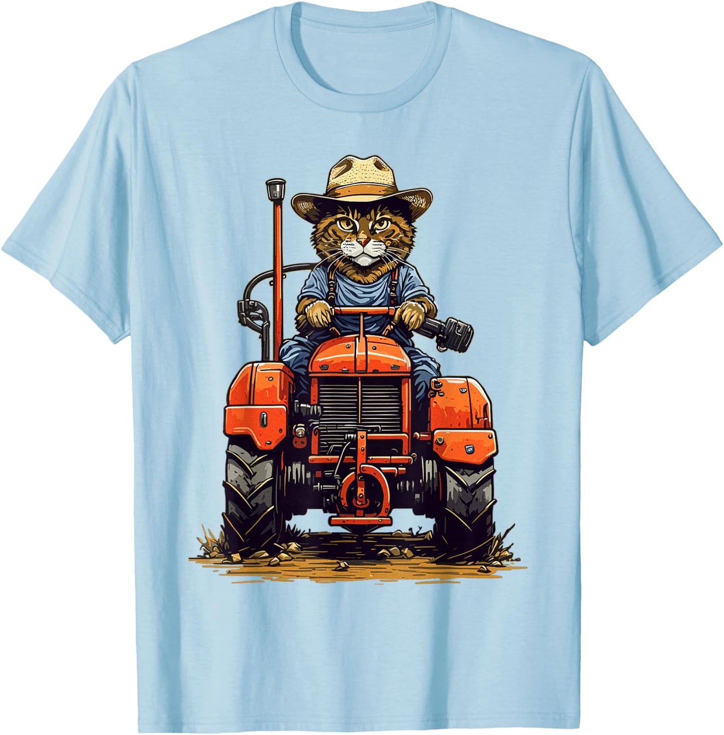 Funny Farm Tractor Lover Cat Farmer Life Cat Driving Tractor T-Shirt - T-Shirt | Light Blue