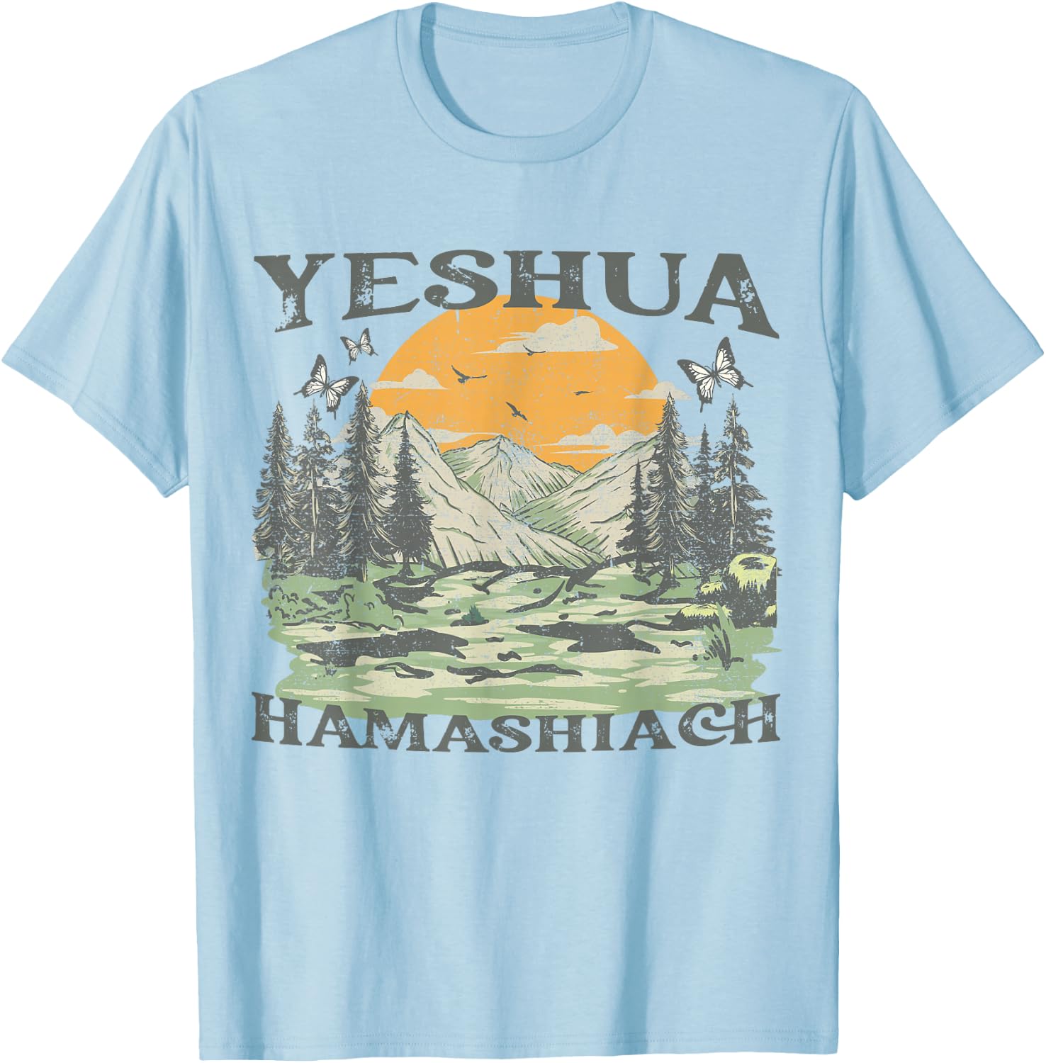 Yeshua Hamashiach Jesus Scripture Christian Bible Faith T-Shirt - T-Shirt | Light Blue