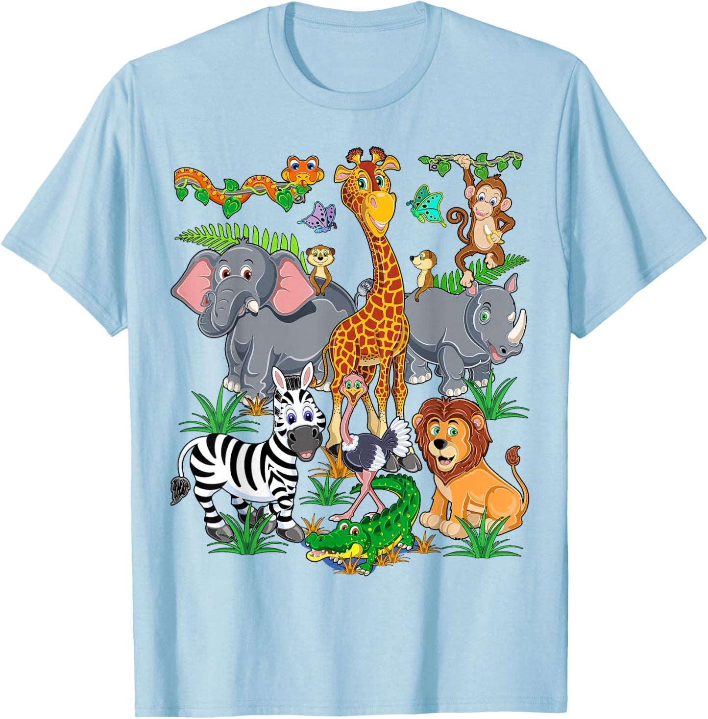 Cute Zoo Animal for Kids Day At The Zoo-Kids Safari Birthday T-Shirt - T-Shirt | Light Blue