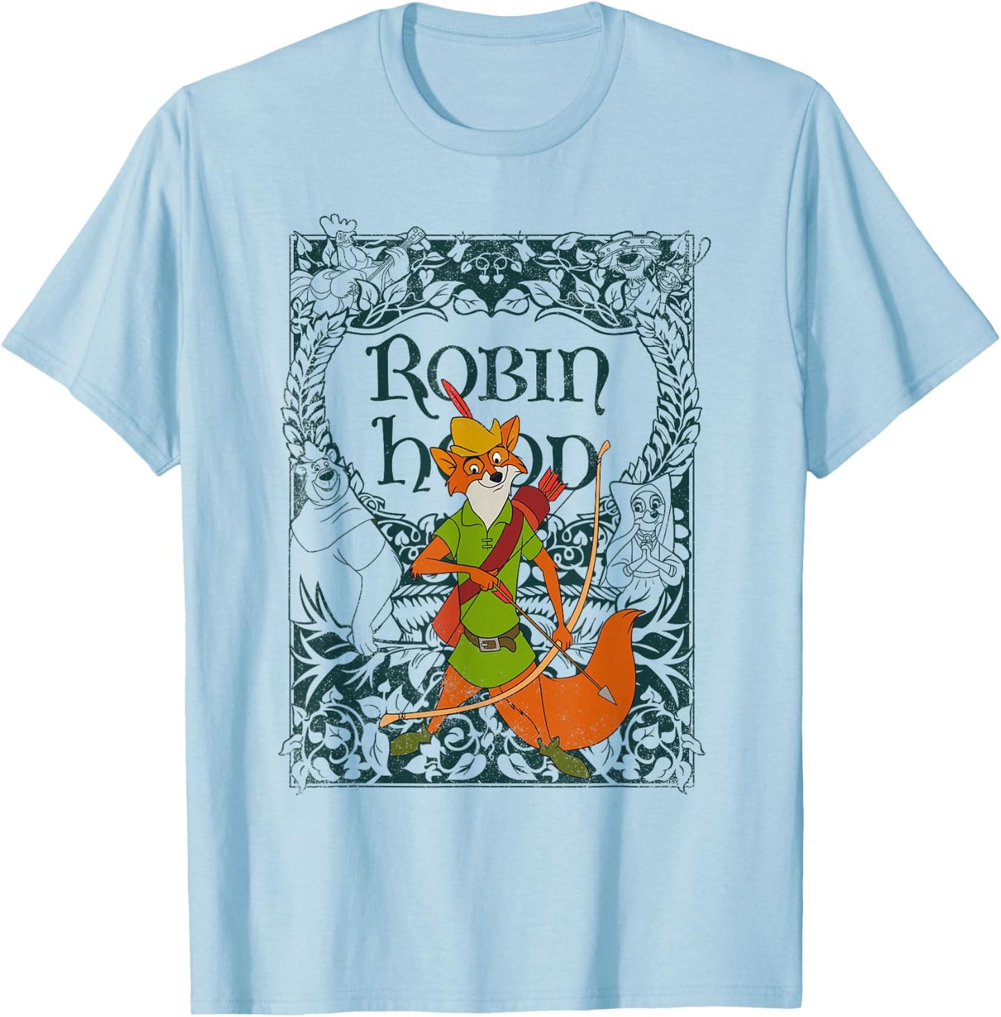 Disney Robin Hood Retro Vintage Distressed Small T-Shirt - T-Shirt | Light Blue
