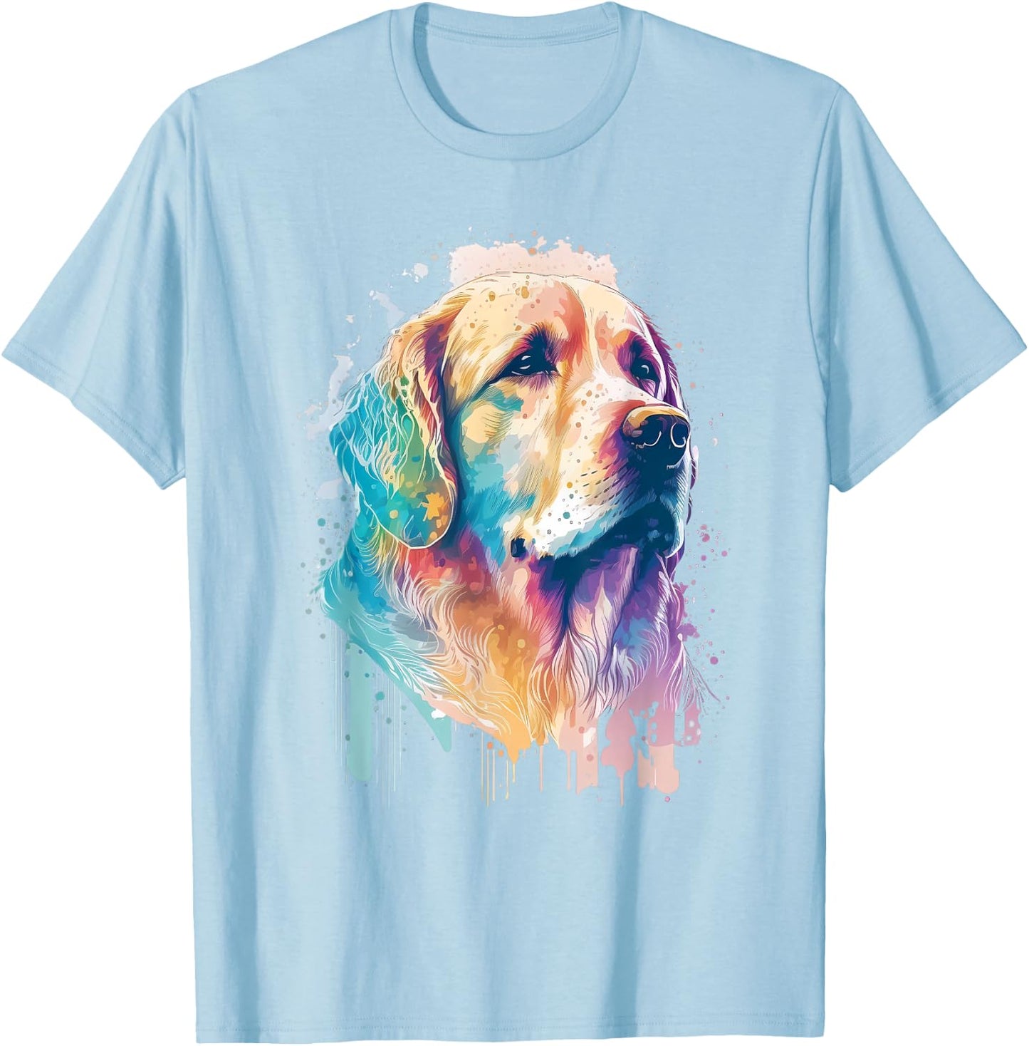 Golden Retriever Face Head Dog Lover Pet Owner Splash Art T-Shirt - T-Shirt | Light Blue
