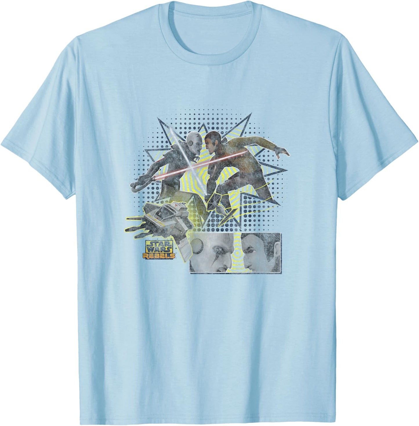 Star Wars Rebels Grand Inquisitor VS Kanan Jarrus Distressed T-Shirt - T-Shirt | Light Blue