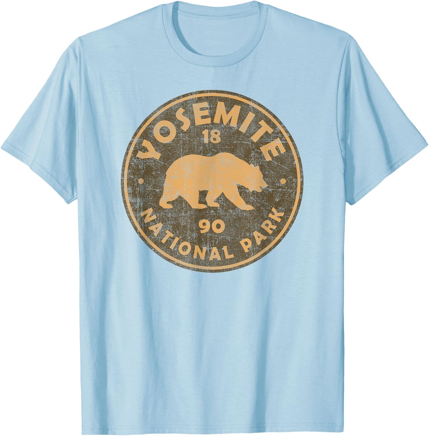 Retro Yosemite California Established 1890 National Park T-Shirt - T-Shirt | Light Blue