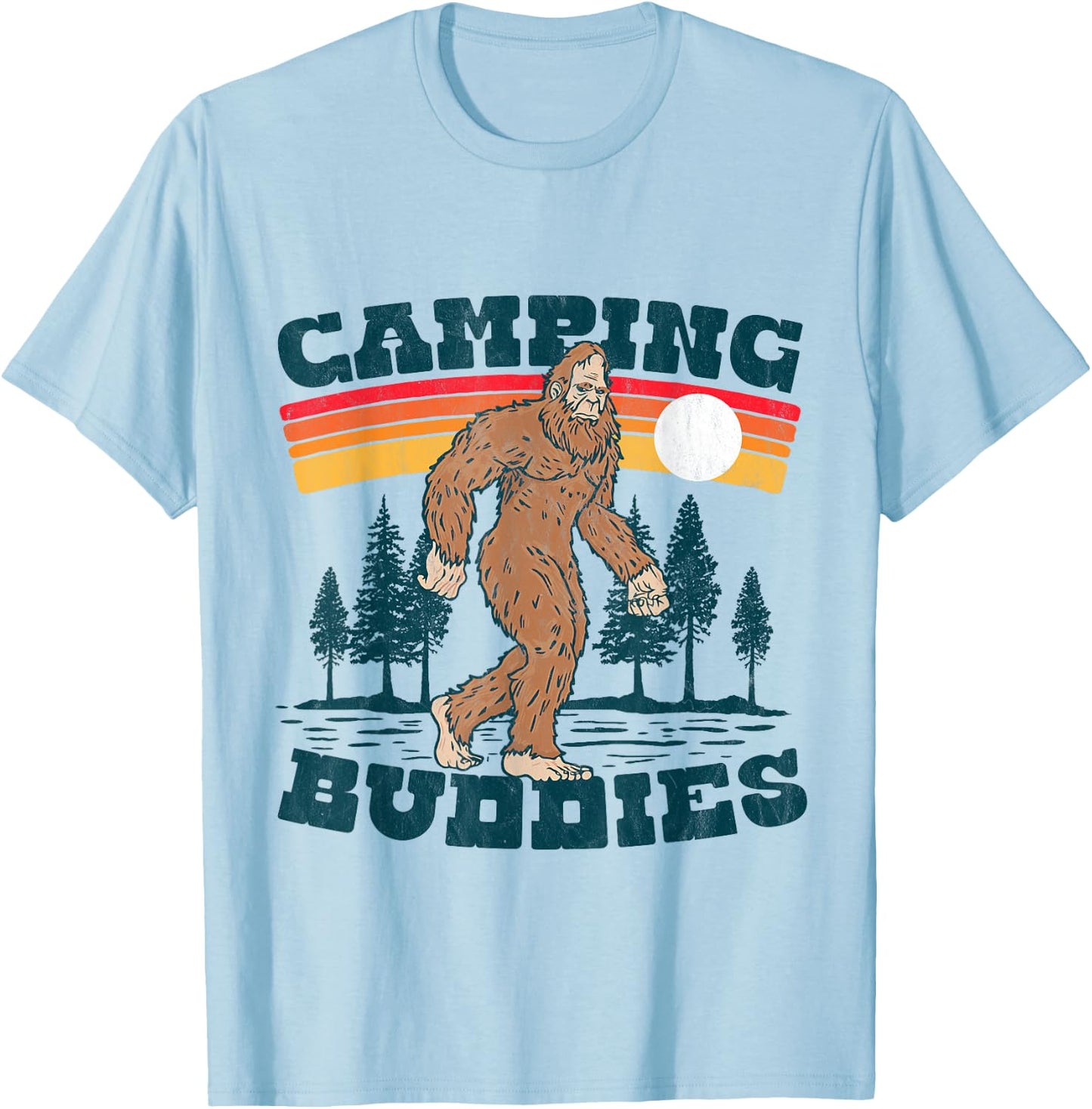 Camping Buddies Funny Camper Bigfoot Group Outdoor Sasquatch T-Shirt - T-Shirt | Light Blue