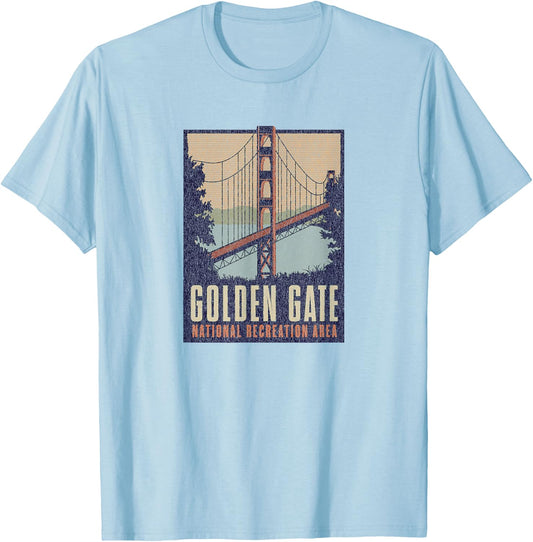 Golden Gate National Recreation Area Bridge Vintage T-Shirt - T-Shirt | Light Blue