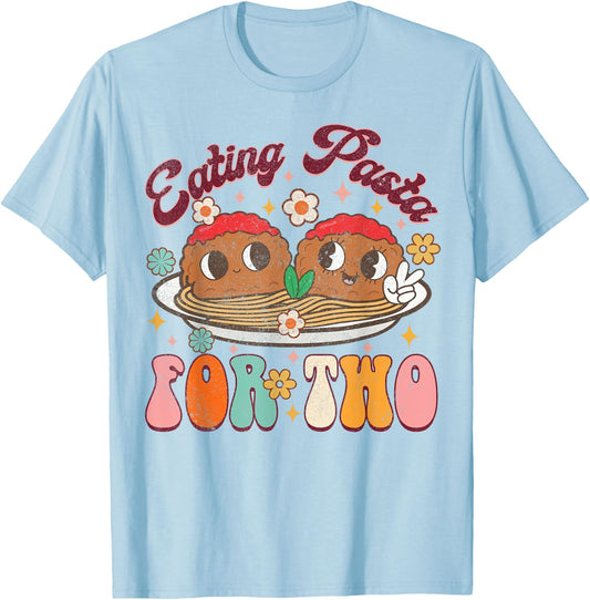 Eating Pasta For Two Pregnancy Announcement Baby Shower T-Shirt - T-Shirt | Light Blue