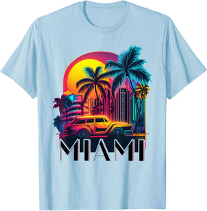 Miami Men Florida Vibrant Colorful Miami Souvenir T-Shirt - T-Shirt | Light Blue