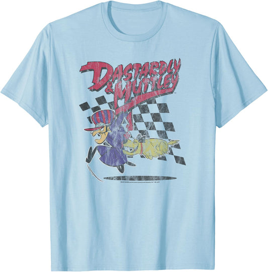 Wacky Races Dastardly and Muttley on Gray T-Shirt - T-Shirt | Light Blue