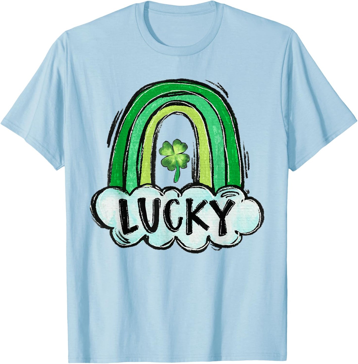 Lucky Rainbow St. Patrick's Day Shamrock Irish Women Girls T-Shirt - T-Shirt | Light Blue