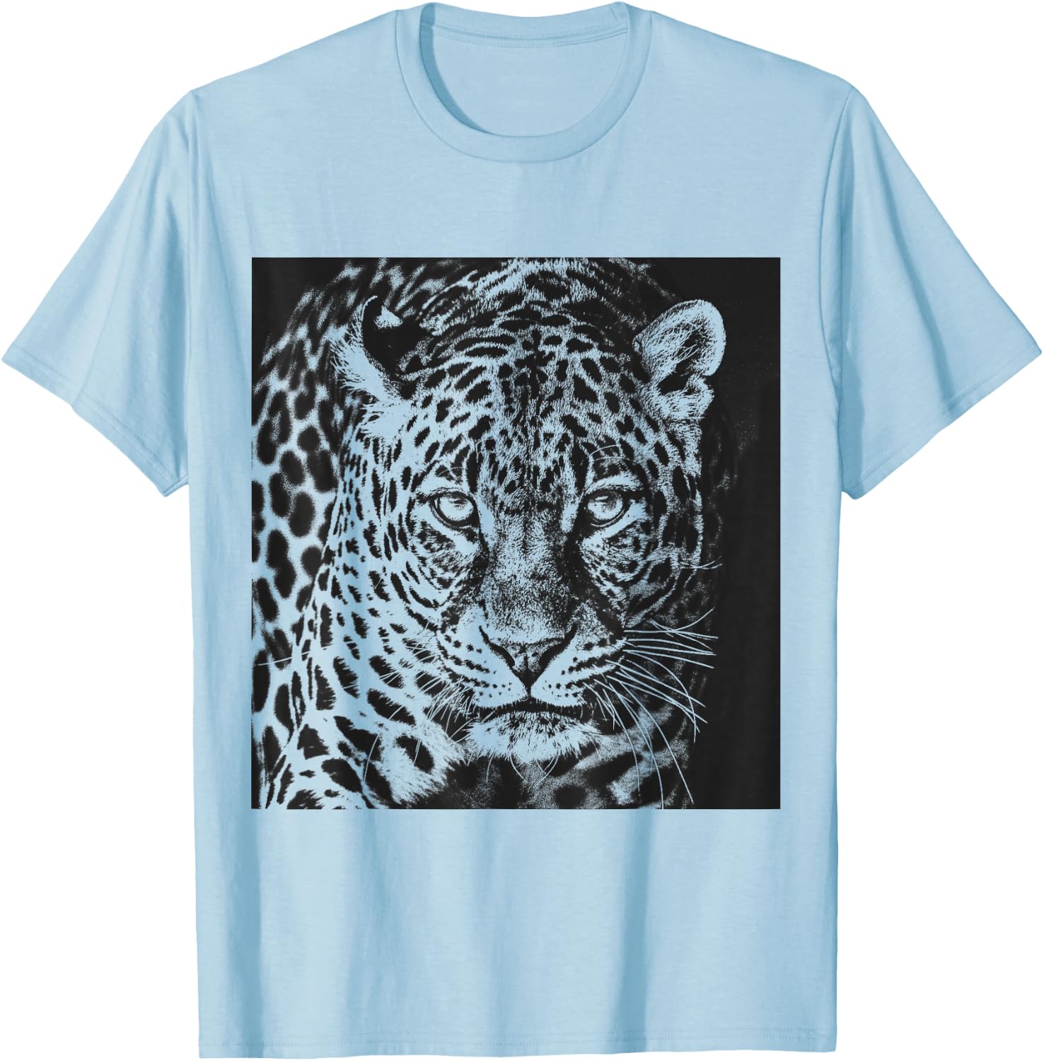 Snow Leopard Cheetah Jaguar Panther Cat Face Gift T-Shirt - T-Shirt | Light Blue