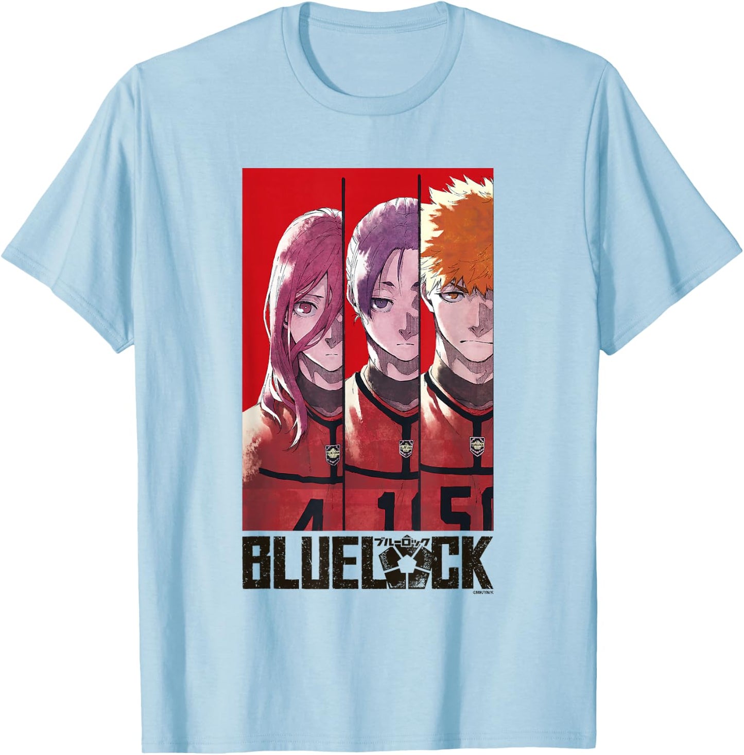 Blue Lock Chigiri Hyoma REO and Kunigami Split Epic Poster T-Shirt - T-Shirt | Light Blue