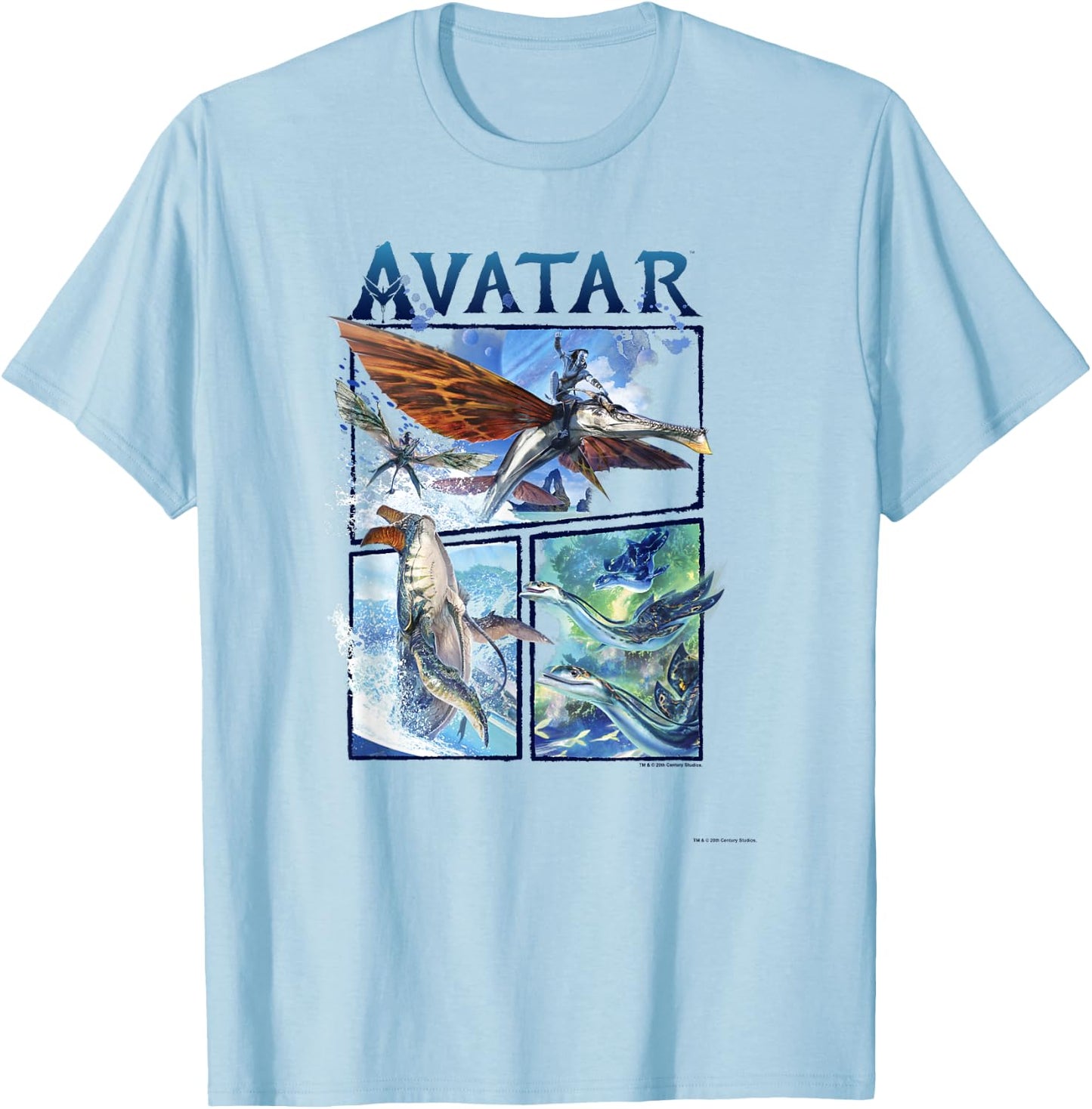 Avatar: The Way of Water Air And Sea Flight Panels T-Shirt - T-Shirt | Light Blue
