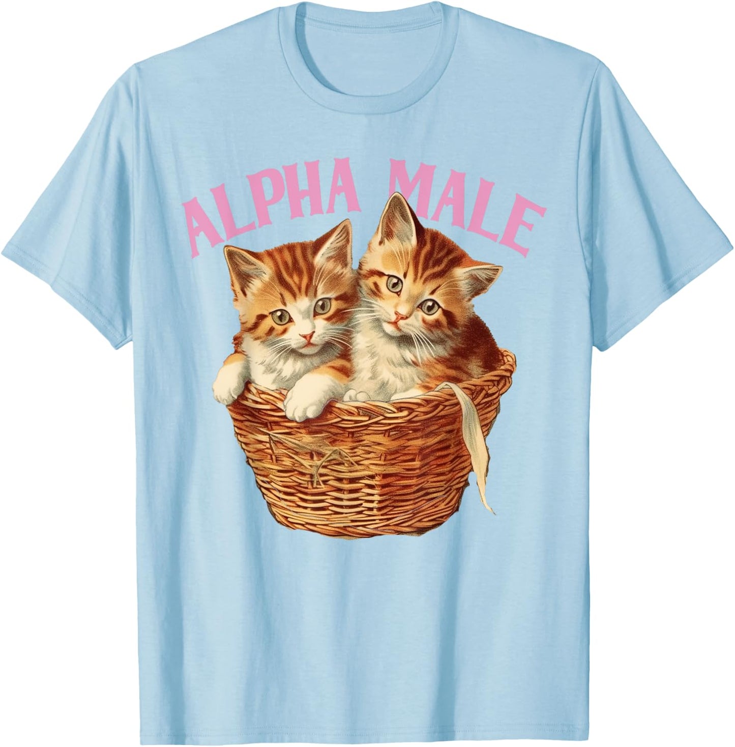 Funny Ironic Alpha Cat Male Kitten Joke Weird Y2K Humor T-Shirt - T-Shirt | Light Blue