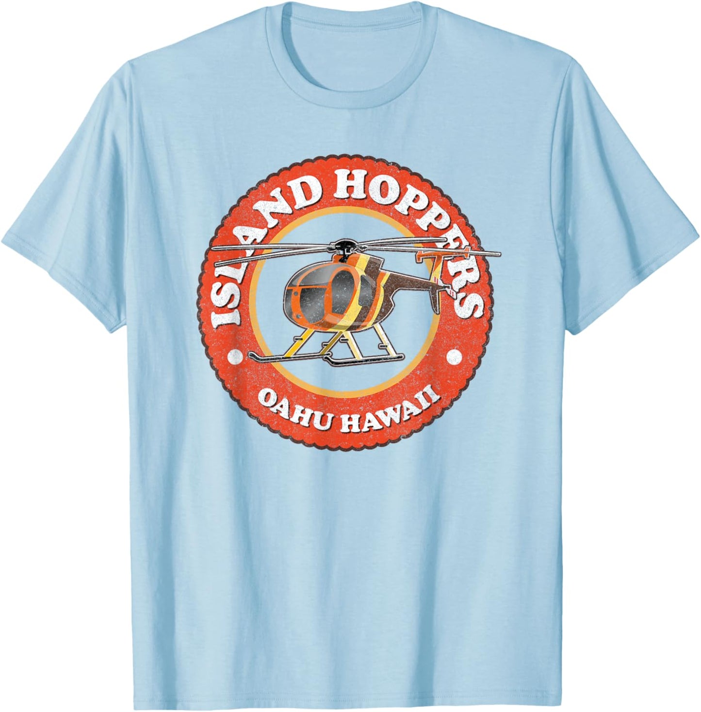 TC's Island Hoppers Helicopter Vintage Oahu Hawaii T-Shirt - T-Shirt | Light Blue