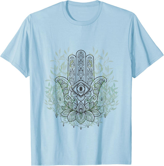Hand of Fatima/ Hamsa /S-XXXL / Yoga/ Meditation T-Shirt - T-Shirt | Light Blue