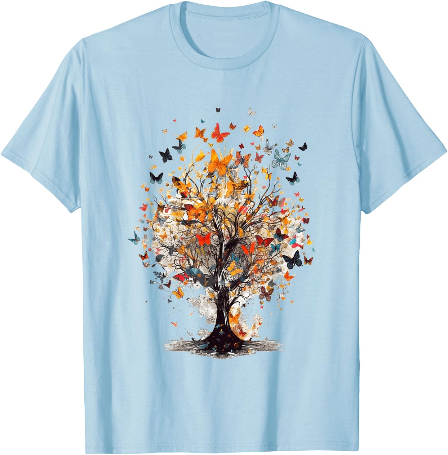 Beautiful Butterfly Tree | Nature Lover Colorful Girls Women T-Shirt - T-Shirt | Light Blue