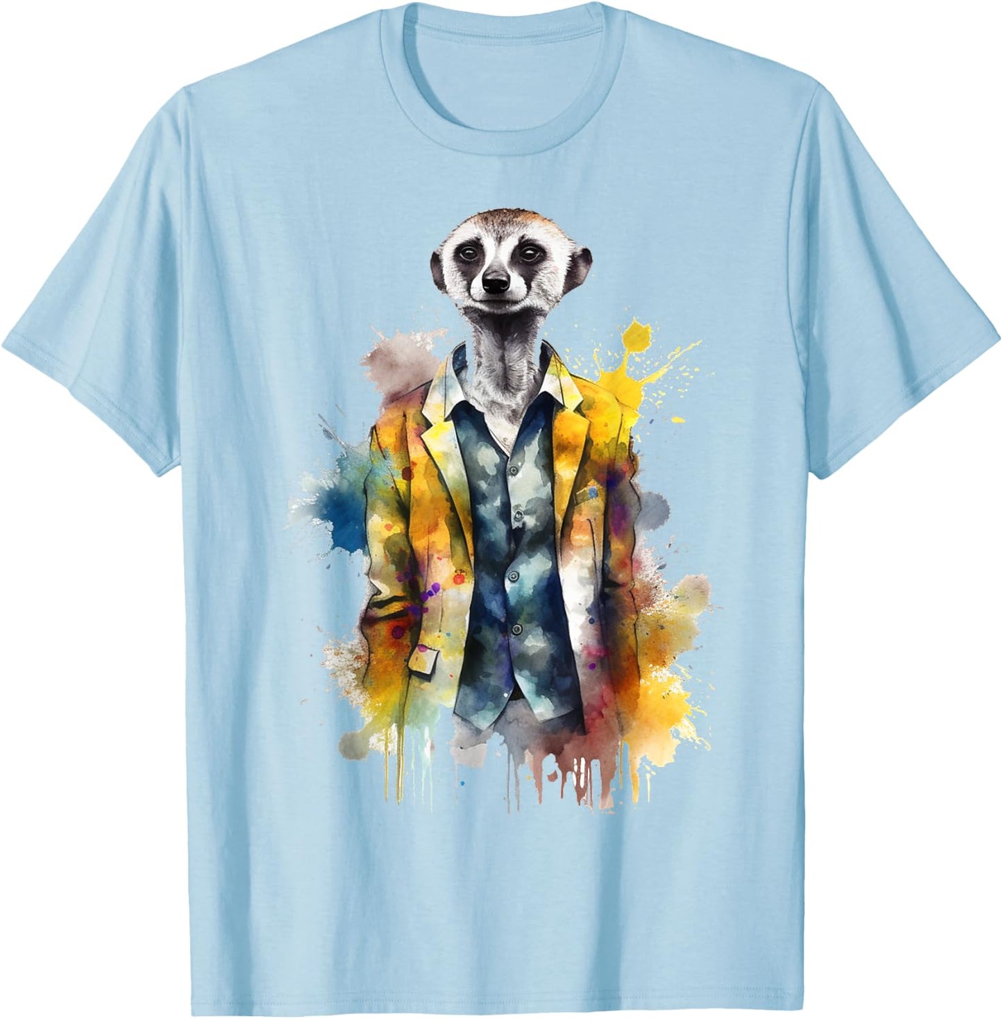 Meerkat Lover Artwork | Animal Motif Meerkat T-Shirt - T-Shirt | Light Blue