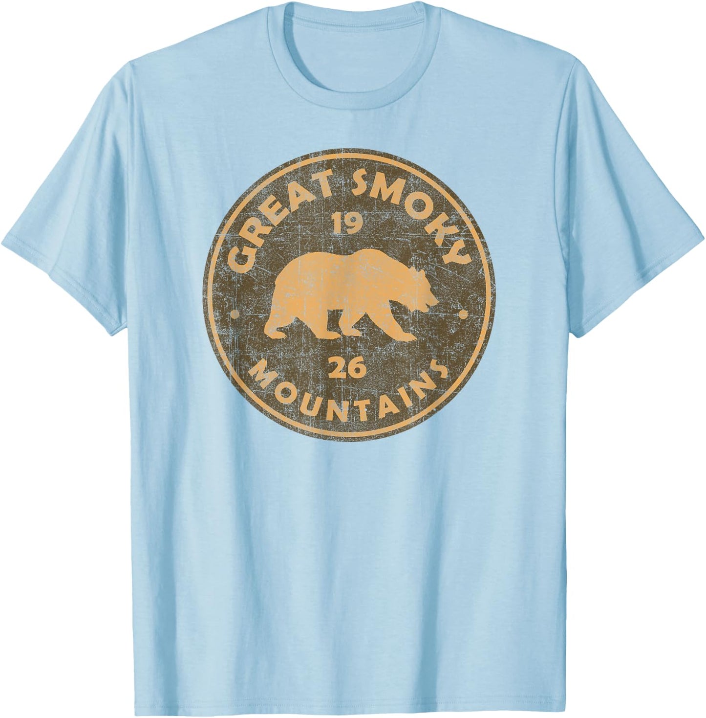 Retro Bear Great Smoky Mountains National Park Hiking T-Shirt - T-Shirt | Light Blue