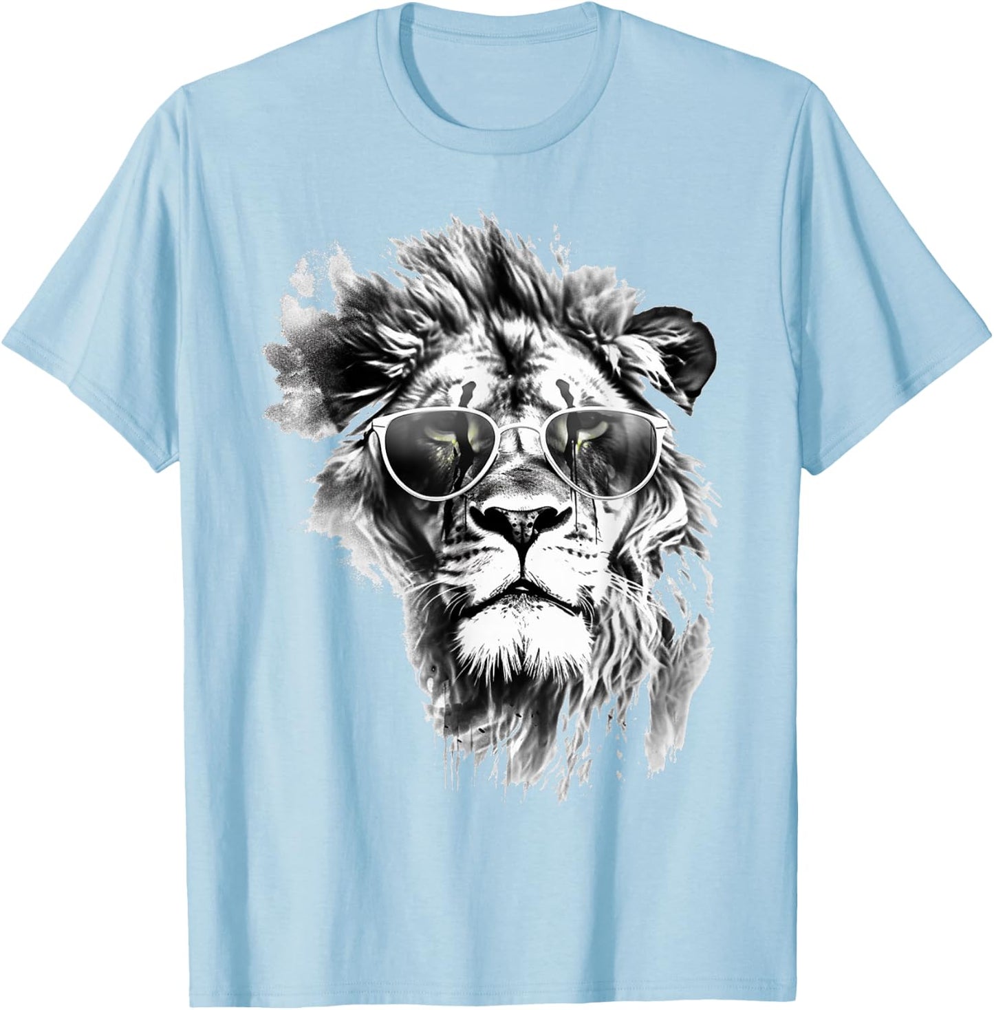 Lion Sunglasses - Art Animal Drawing Lion T-Shirt - T-Shirt | Light Blue