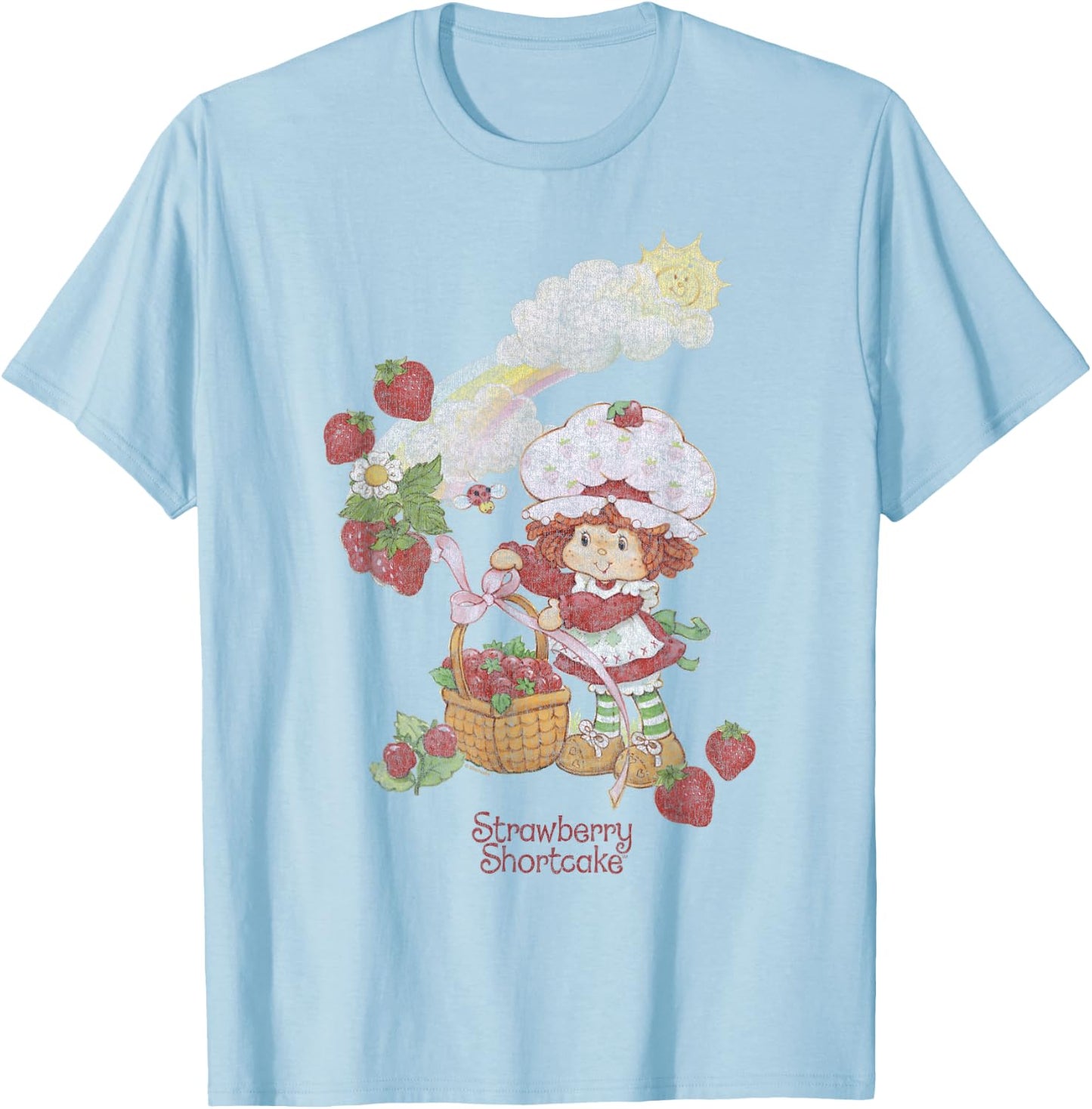 Strawberry Shortcake Rainbow Full Berry Basket Poster T-Shirt - T-Shirt | Light Blue