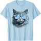 Greek Greece Flag Cat Sunglasses Family Country Funny Men Women Kids T-Shirt - T-Shirt | Light Blue