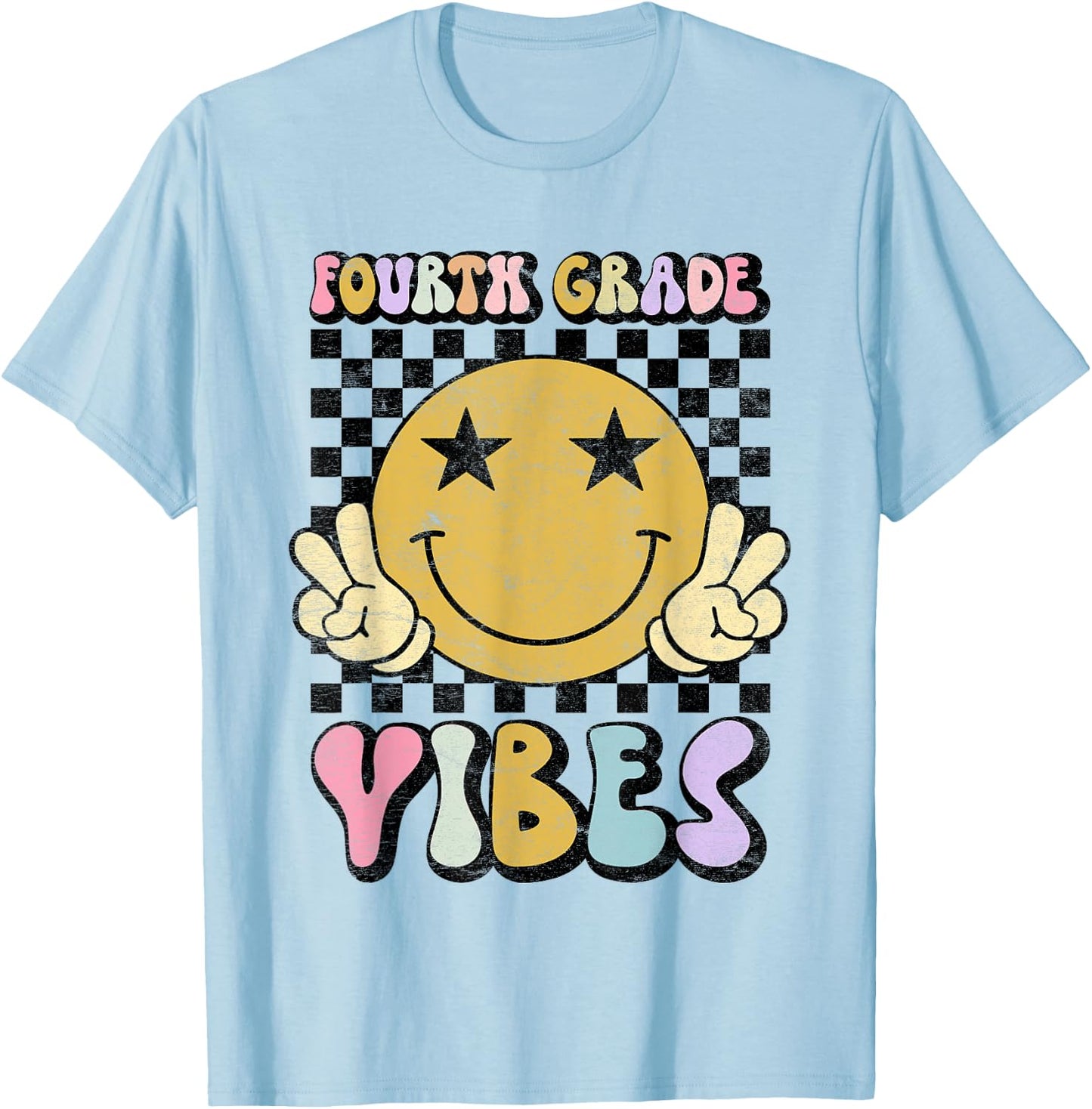 Fourth Grade Vibes 4th Grade Back to School Teacher Student T-Shirt - T-Shirt | Light Blue