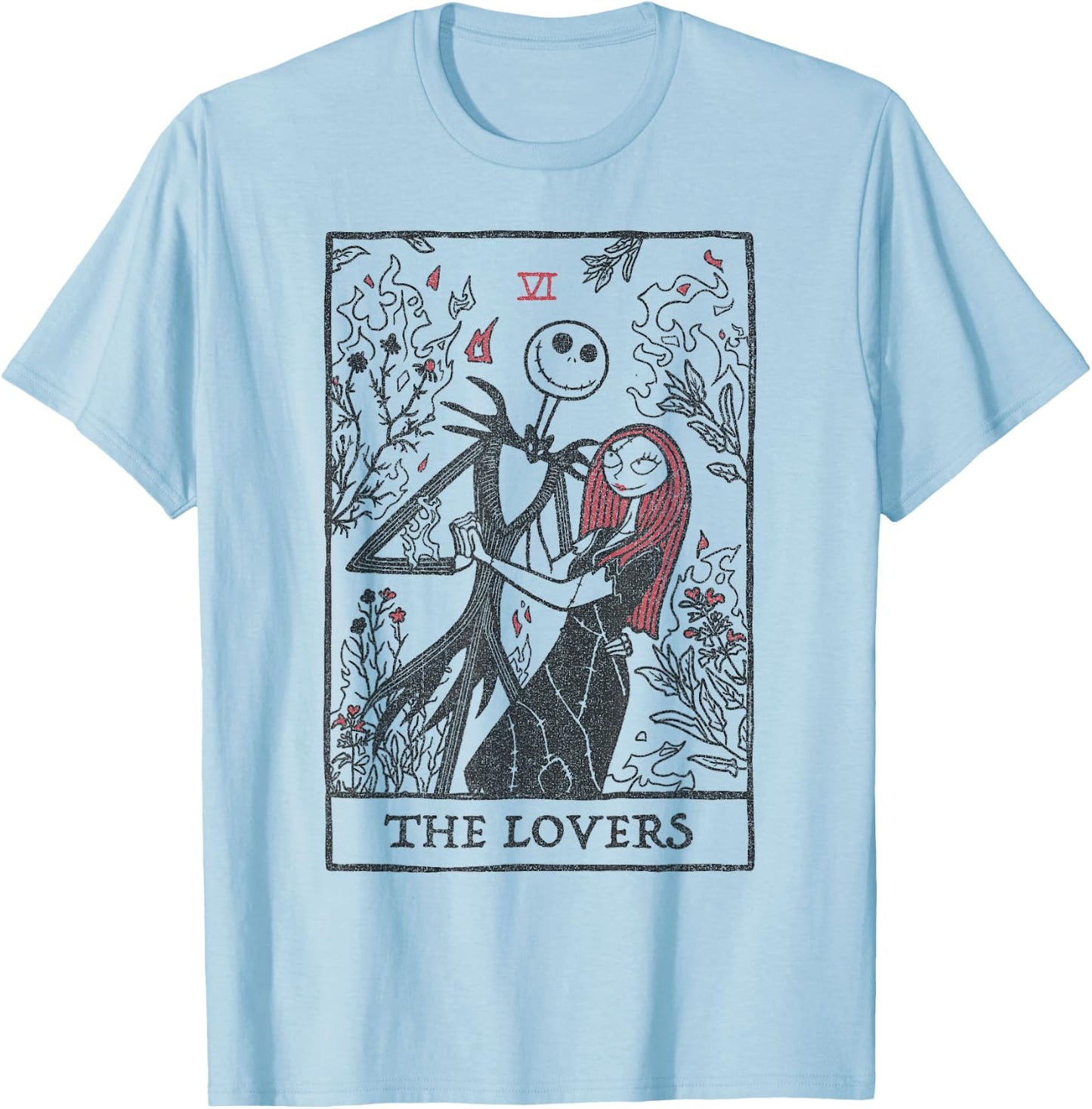 Disney The Nightmare Before Christmas Jack and Sally Tarot T-Shirt - T-Shirt | Light Blue