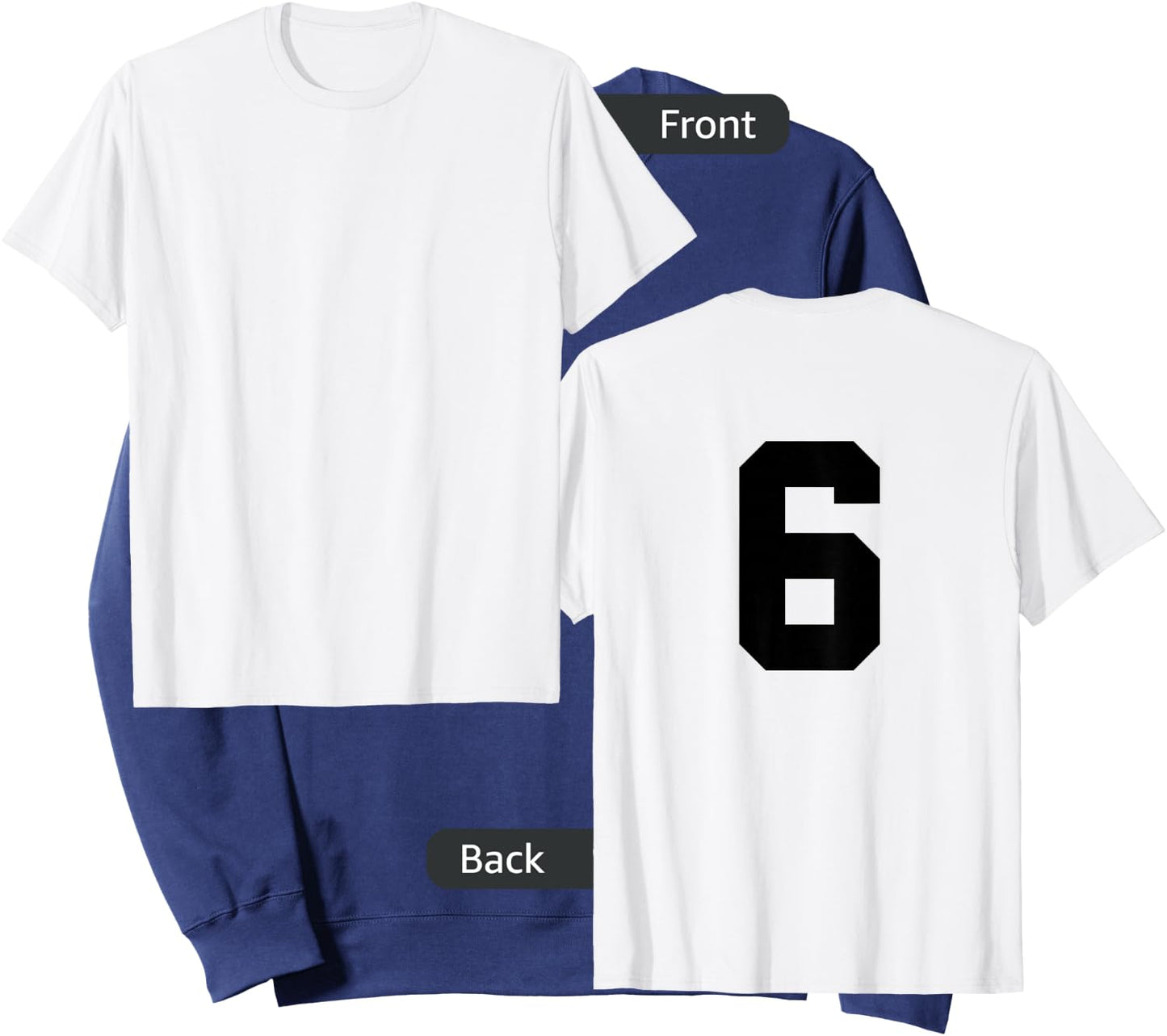 Number 6 (on Back) Sports Team Jersey Number Sweatshirt - Sweatshirt | Navy