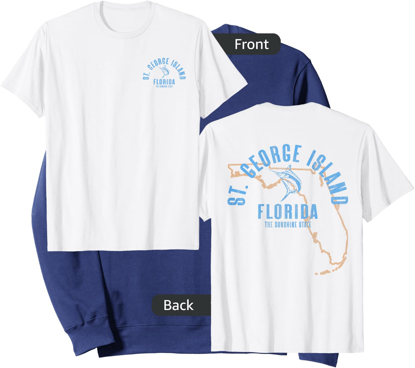 St. George Island Florida FL Vintage Beach Front & Back Sweatshirt - Sweatshirt | Navy