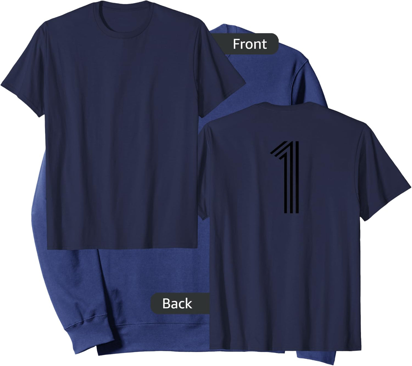 Number 1 Shirt Baseball Football Soccer Back Print Jersey Sweatshirt - Sweatshirt | Navy