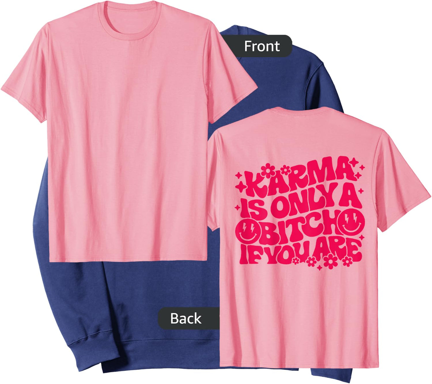Karma Is Only A Bitch If You Are Trendy Preppy Words On Back Sweatshirt - Sweatshirt | Navy