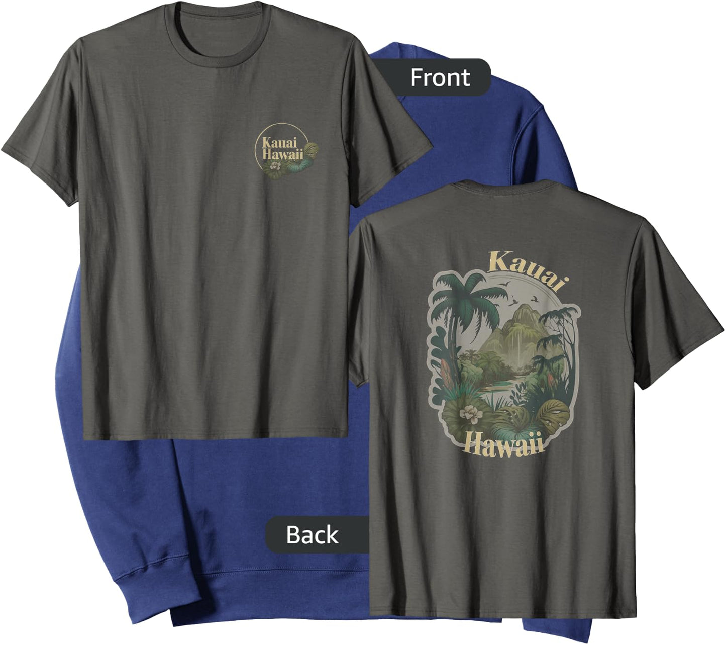 Best Hawaiian Gifts Ideas Kauai Tropical Vintage Hawaiian Women's Grey Classic Fit Short Sleeve Small Sweatshirt - Sweatshirt | Navy