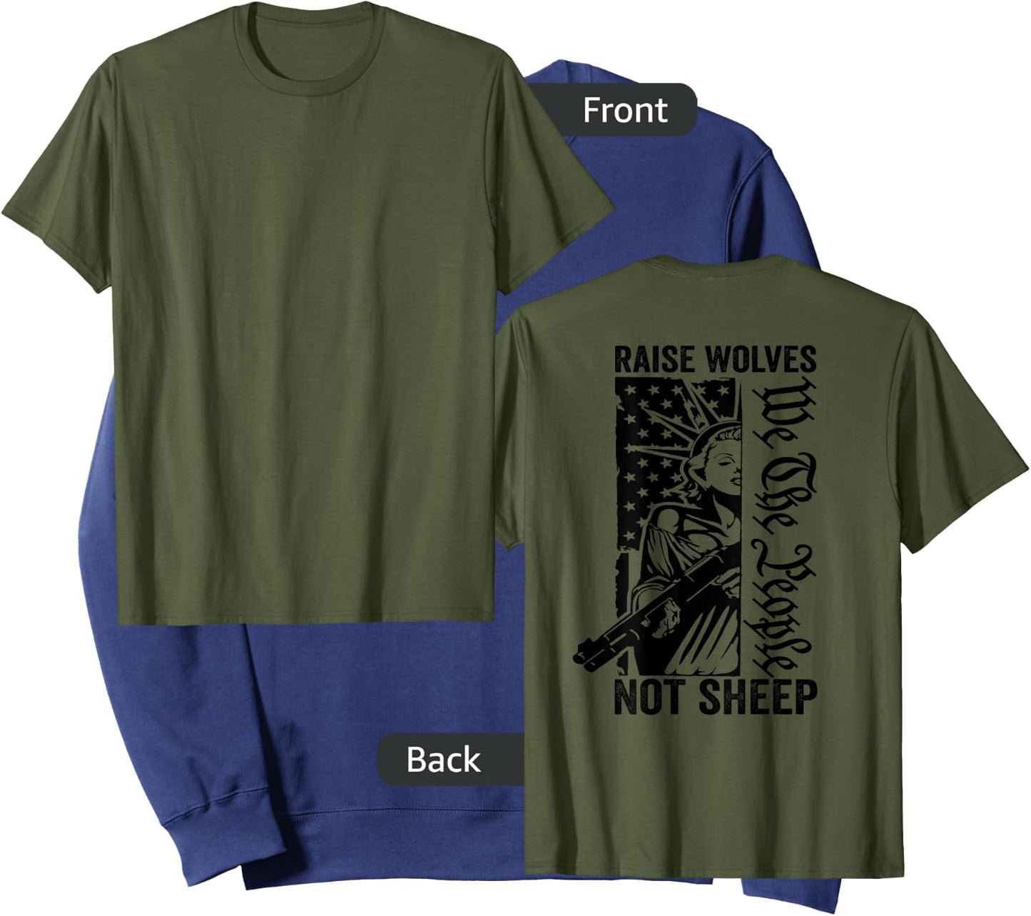 Raise Wolves Not Sheep - Liberty Lady USA Pro Guns (ON BACK) Sweatshirt - Sweatshirt | Navy
