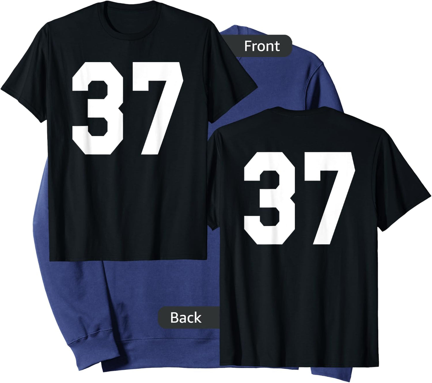 Number 37 Sports Jersey Front and Back Team Player Sweatshirt - Sweatshirt | Navy