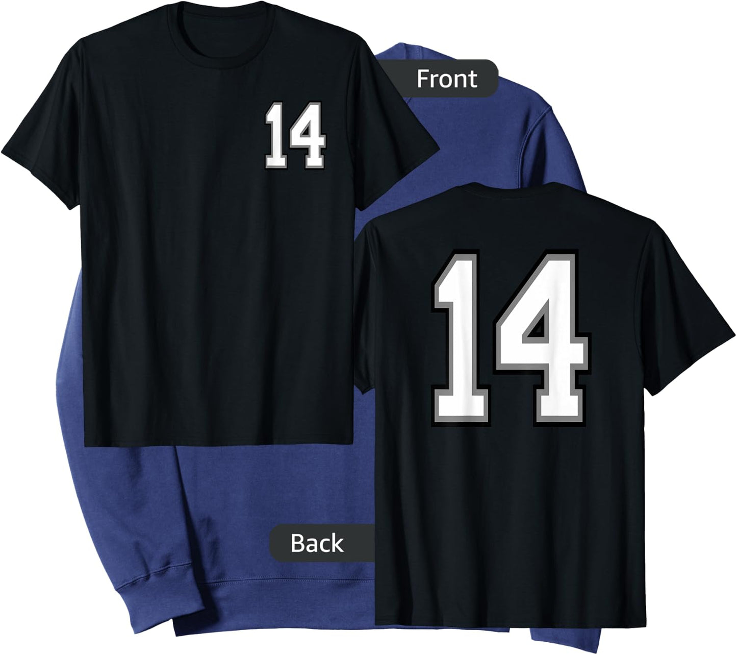 Number 14, 14 in Black, White and Gray Sweatshirt - Sweatshirt | Navy
