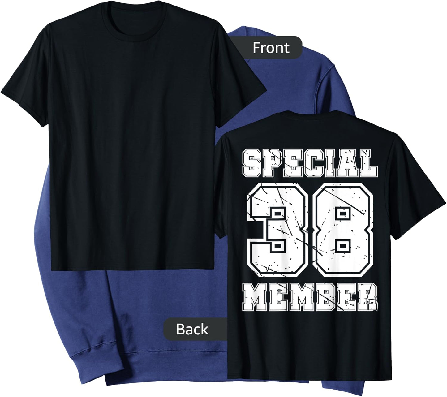 #38 Number 38 Birthday Varsity Sports Numbered backprint Sweatshirt - Sweatshirt | Navy