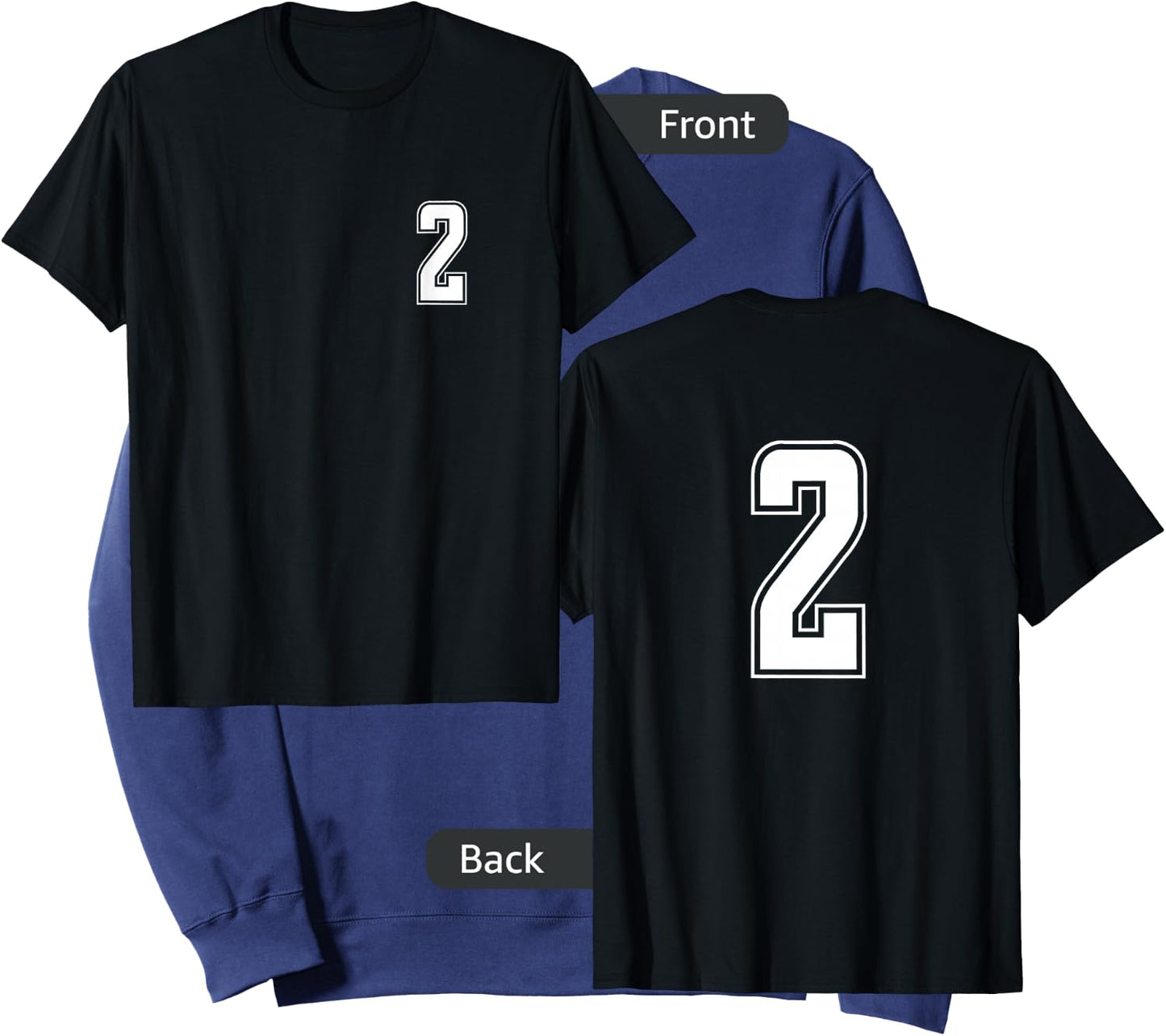 White Number 2 Team Junior Sports Numbered Uniform Sweatshirt - Sweatshirt | Navy