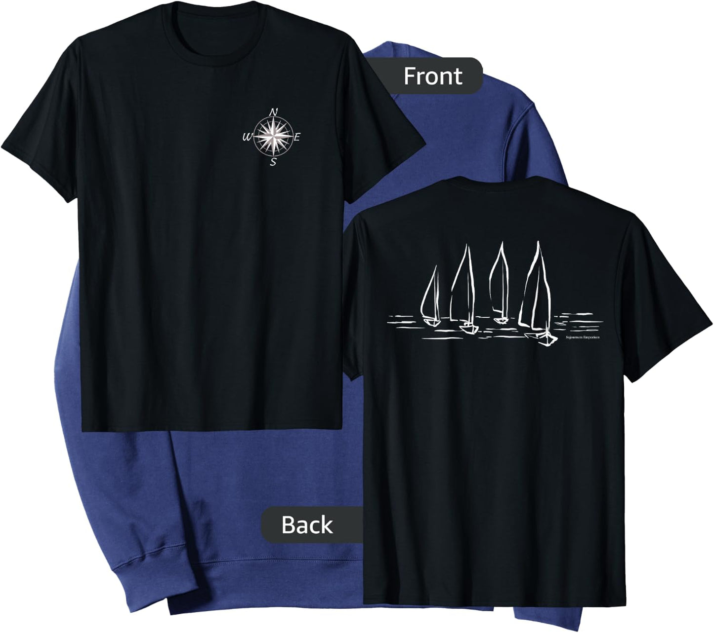Sailboats Compass Rose Nautical Design Men’s Boating Sailing Sweatshirt - Sweatshirt | Navy