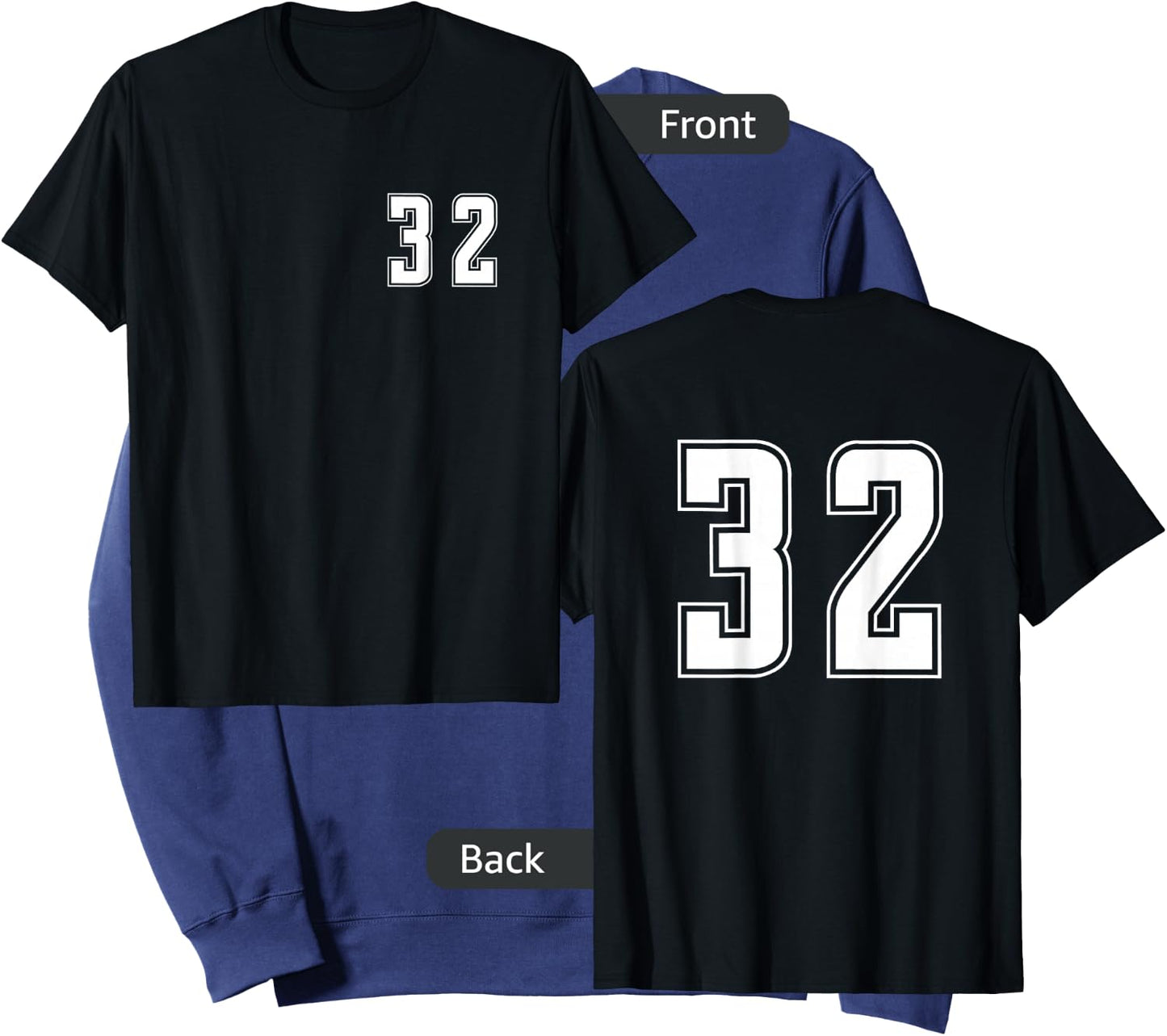 White Number 32 Team Junior Sports Numbered Uniform Sweatshirt - Sweatshirt | Navy
