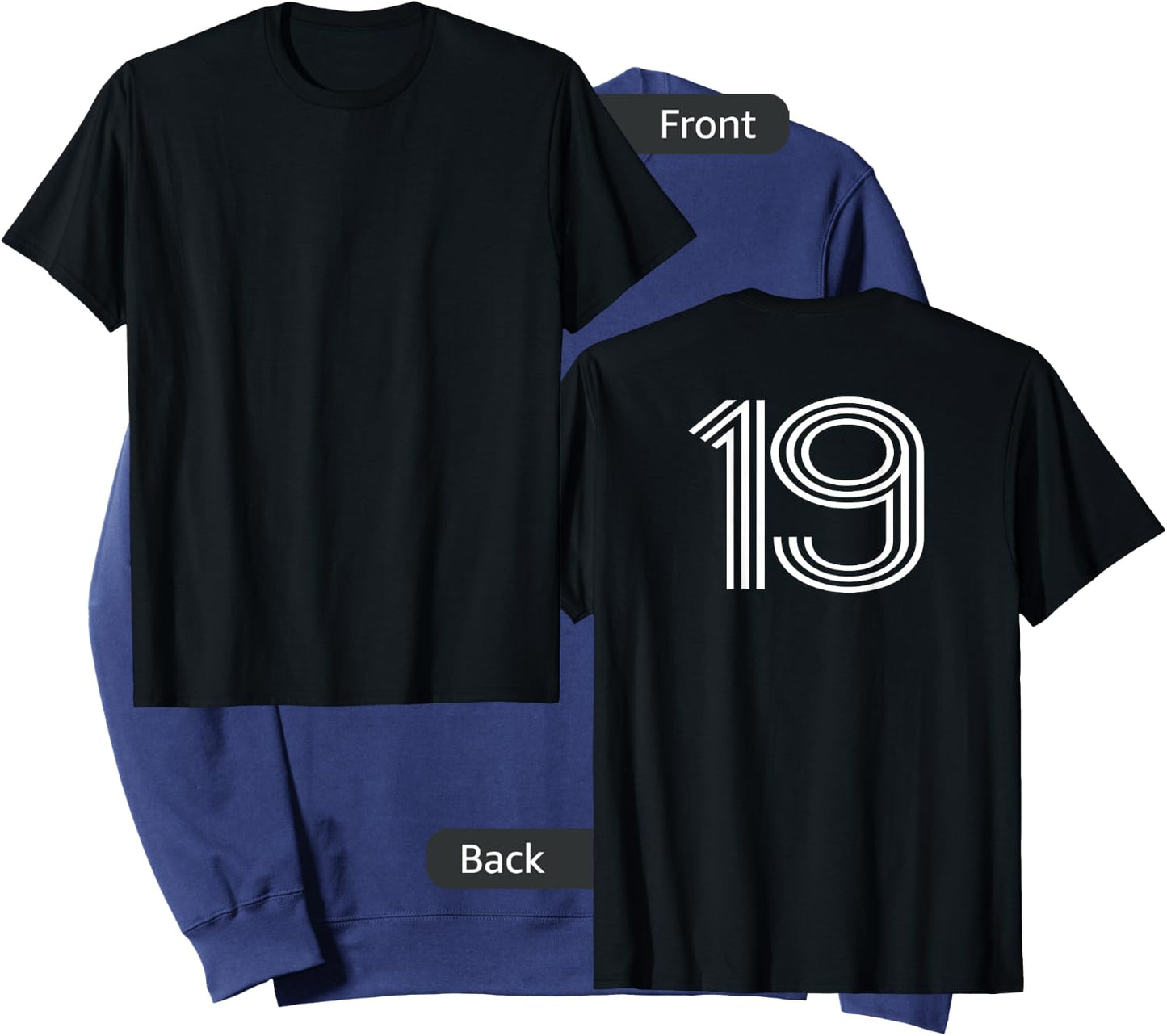 Number 19 Shirt Baseball Football Soccer Back Print Jersey Sweatshirt - Sweatshirt | Navy