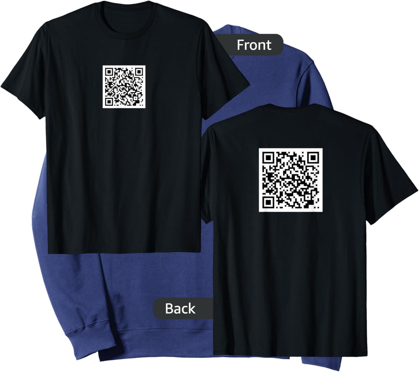 ProEvolutio -Adults Rick Roll QR Code - Black, Small - Short Sleeve, Classic Fit - Modern, Casual - Pre-printed QR Code Sweatshirt - Sweatshirt | Navy