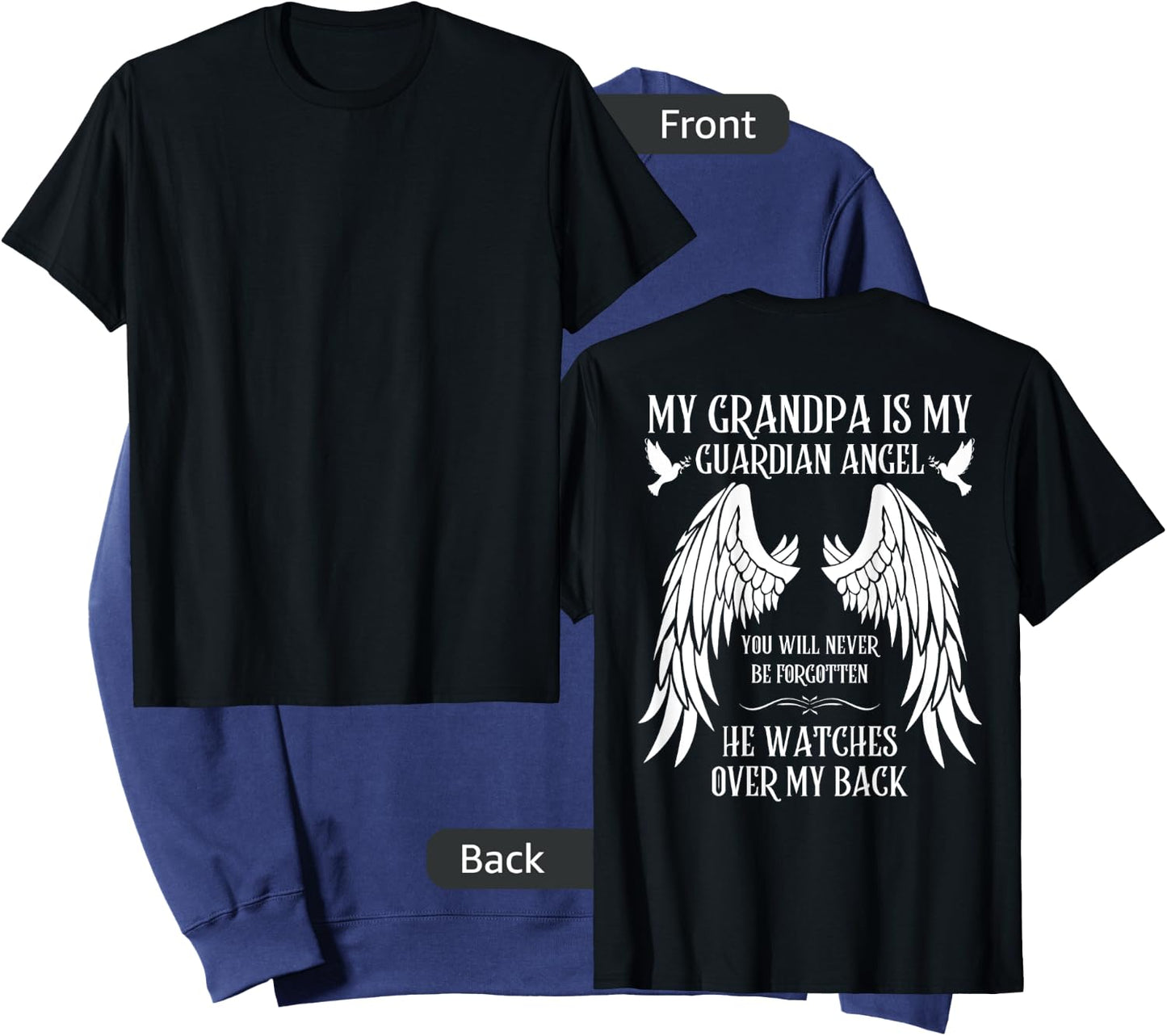 I Miss You Family Love Missing Memories Remember My Grandpa is My Guardian Angel In Heaven Memory Memorial Black Sweatshirt - Sweatshirt | Navy