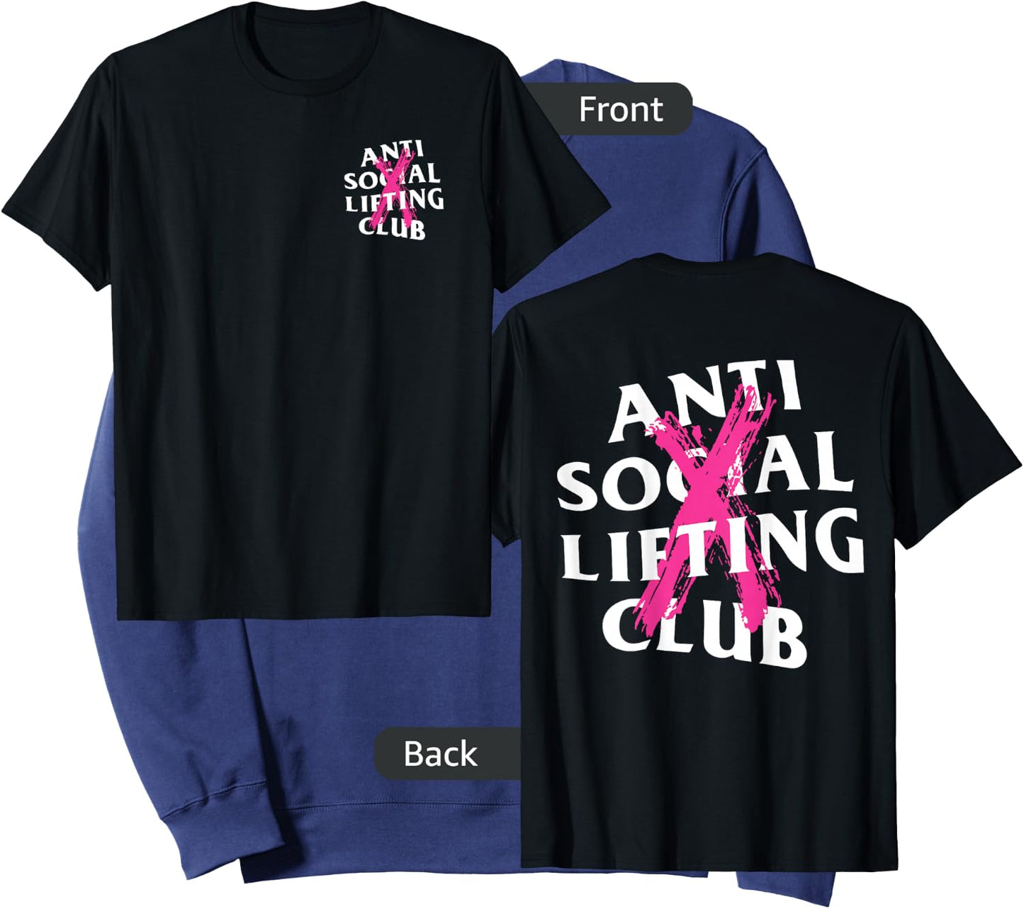 Anti Social Lifting Club: Canceled Pink (Front + Back) Sweatshirt - Sweatshirt | Navy