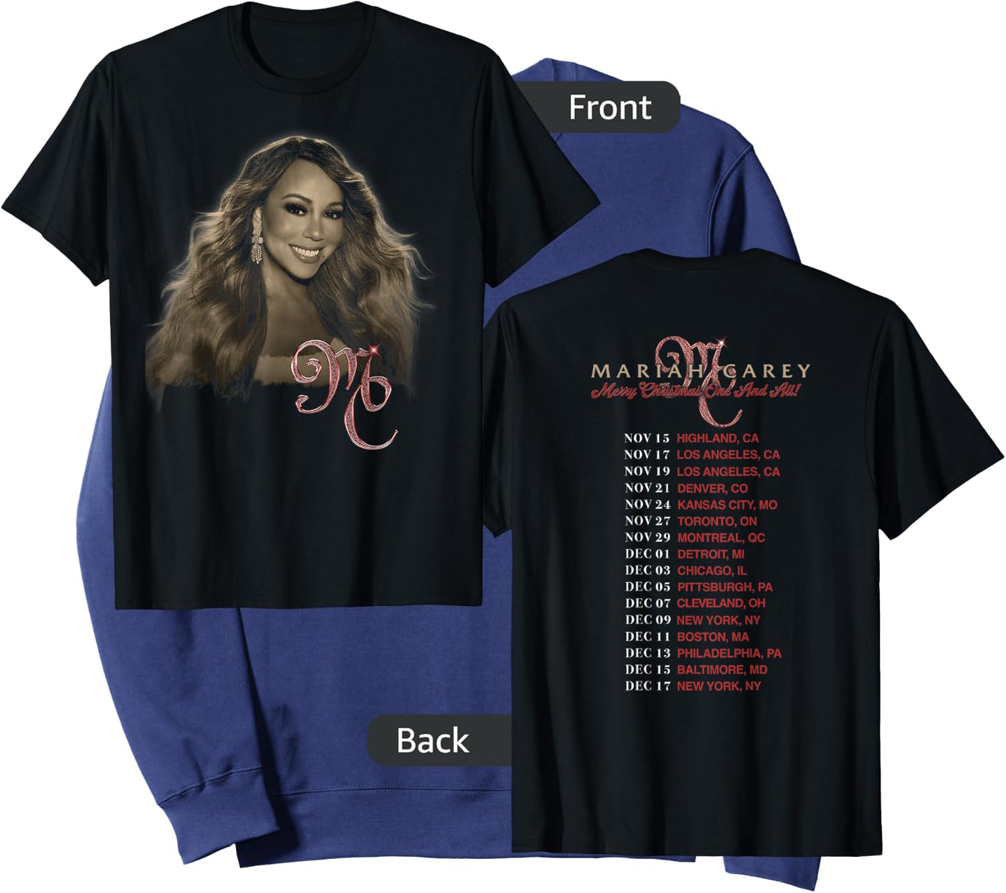 Mariah Carey Official Merry Christmas One & All Tour Photo Sweatshirt - Sweatshirt | Navy